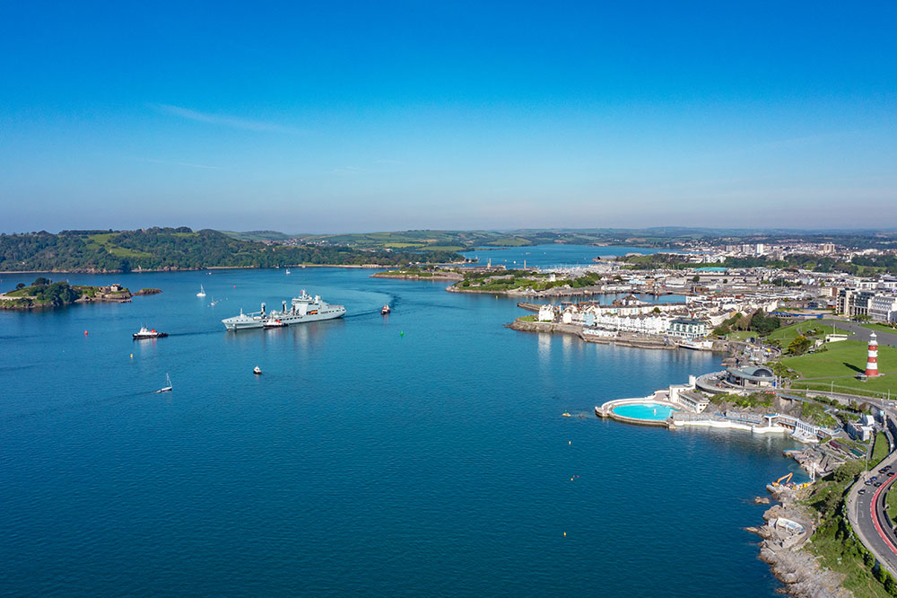 Aerial view of Plymouth Sound and Hoe by Jay Stone