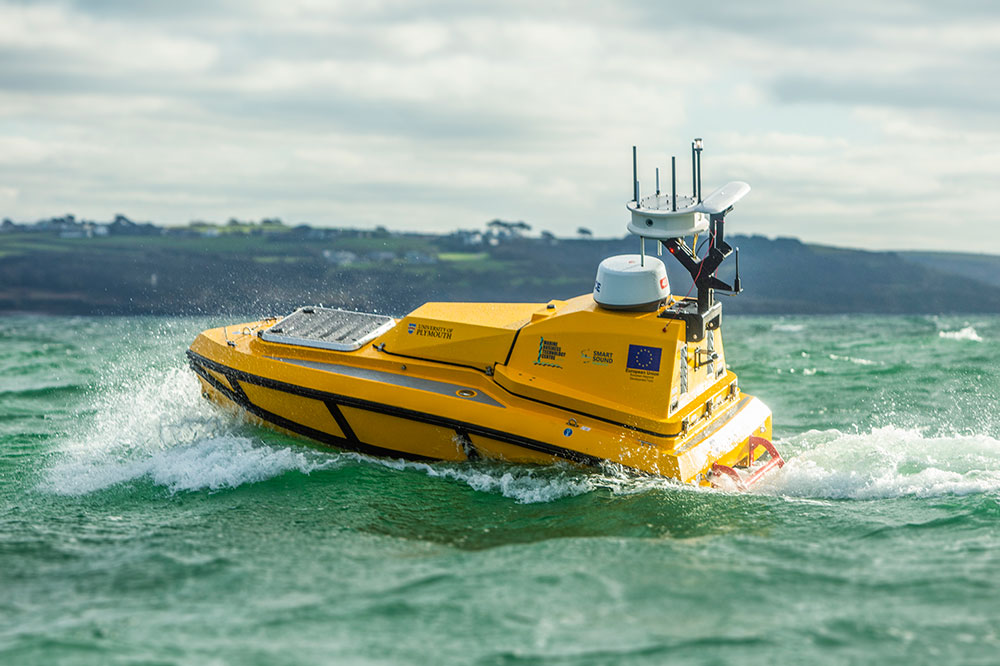 The new yellow unmanned vessel at sea
